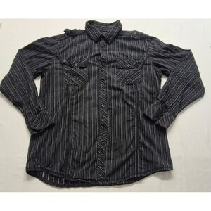 BKE men's black striped‎ western button up shirt XL slim fit long sleeves Cotton